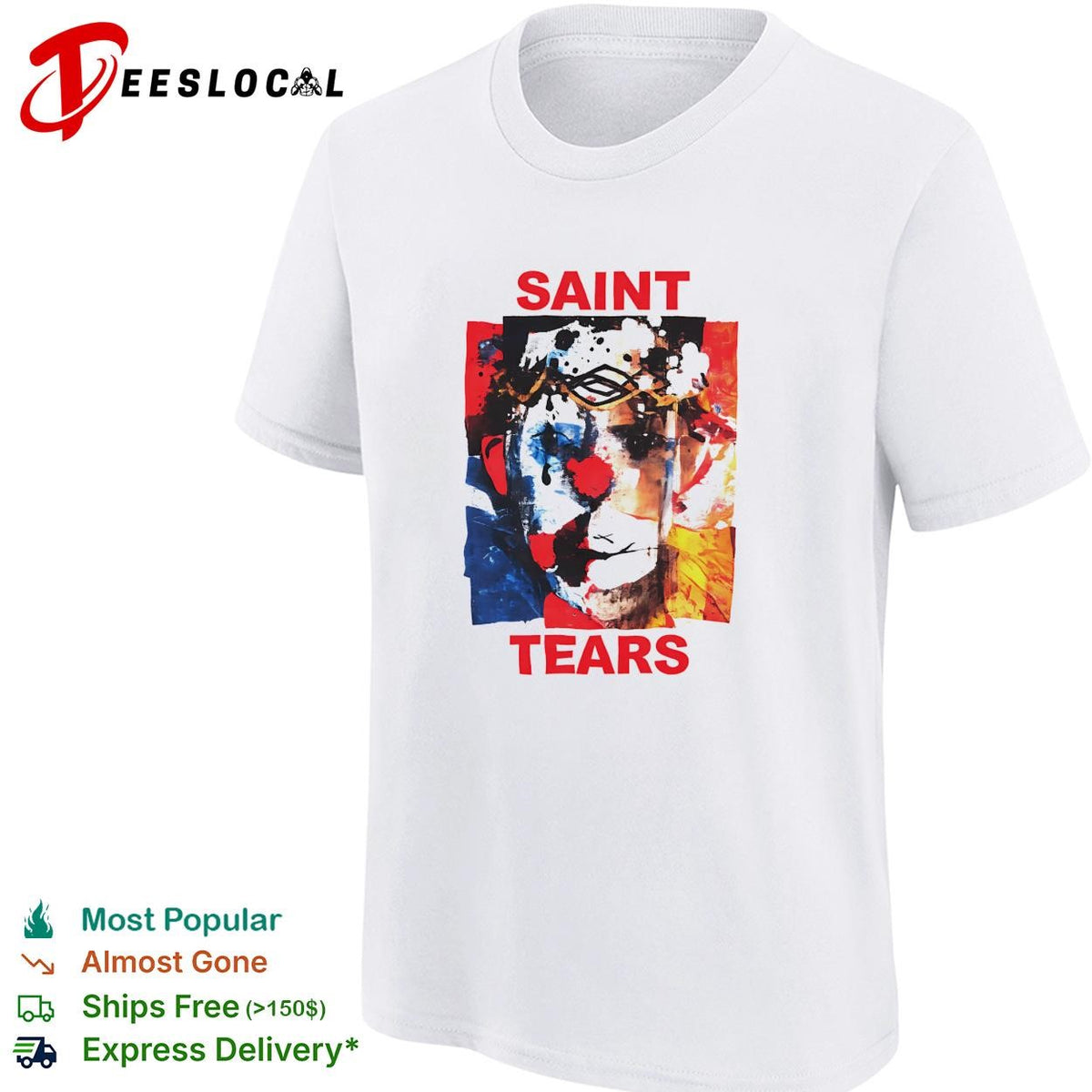 Saint tears abstract colorful painted face portrait art shirt