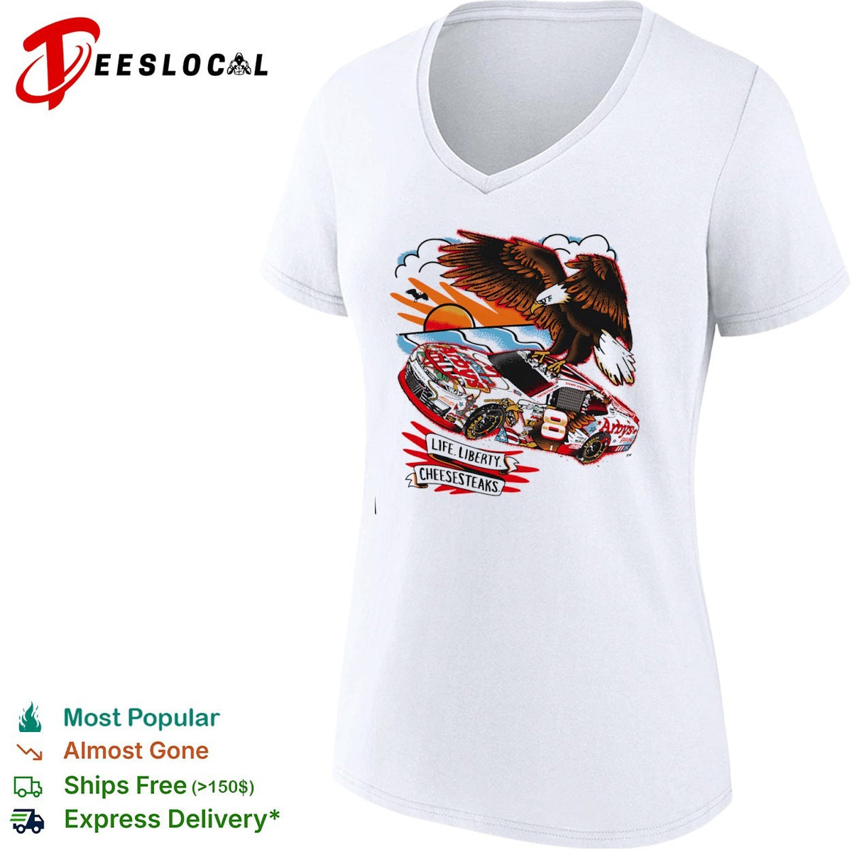 Sammy Smith Arbys Nascar Chevrolet Life Liberty Cheesesteaks race car eagle shirt