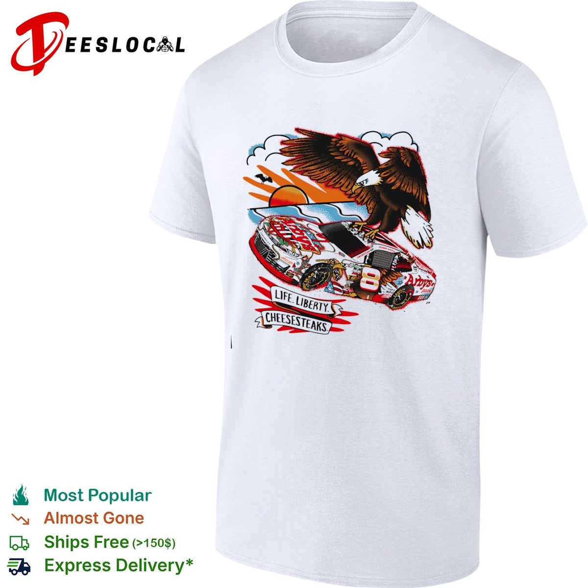 Sammy Smith Arbys Nascar Chevrolet Life Liberty Cheesesteaks race car eagle shirt