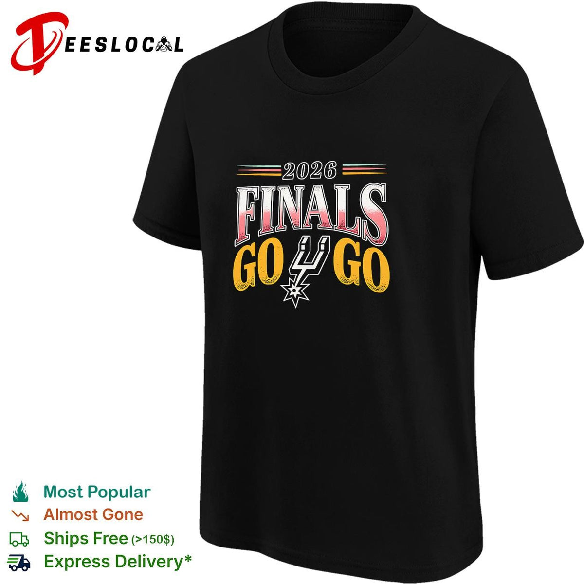 San Antonio Spurs 2026 Finals Go Go logo dark shirt