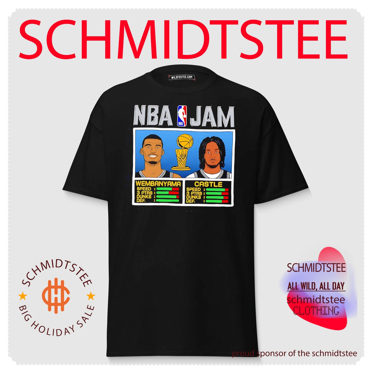 San Antonio Spurs NBA Jam Wembanyama and Castle graphic shirt