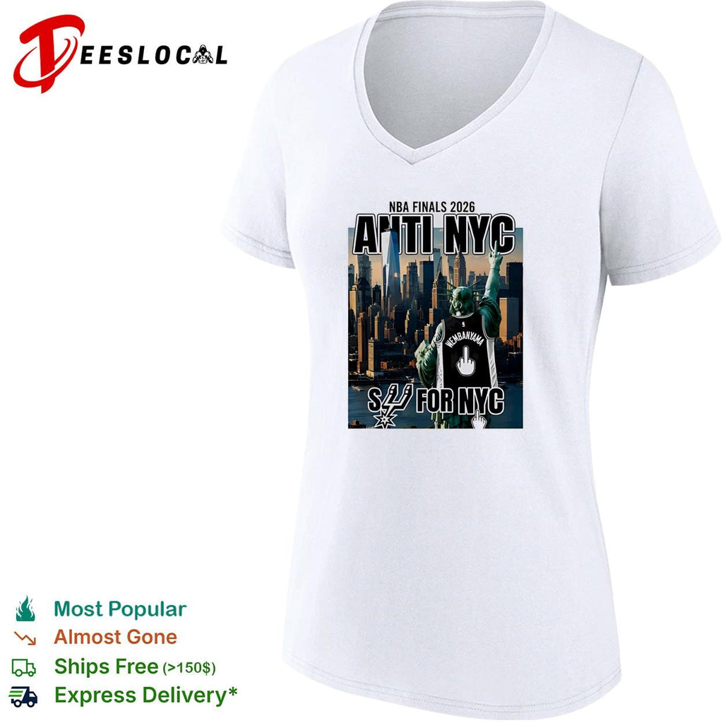 San Antonio Spurs Victor Wembanyama 1 Statue of Liberty Fuck NYC Middle Finger New York Skyline Finals 2026 shirt