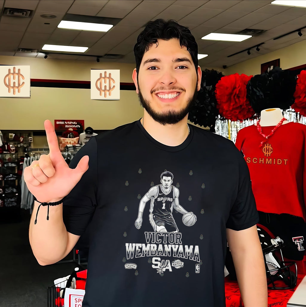 San Antonio Spurs Victor Wembanyama posing shirt