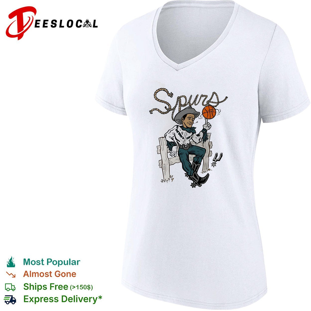 San Antonio Spurs basketball Cowboy spinning ball shirt