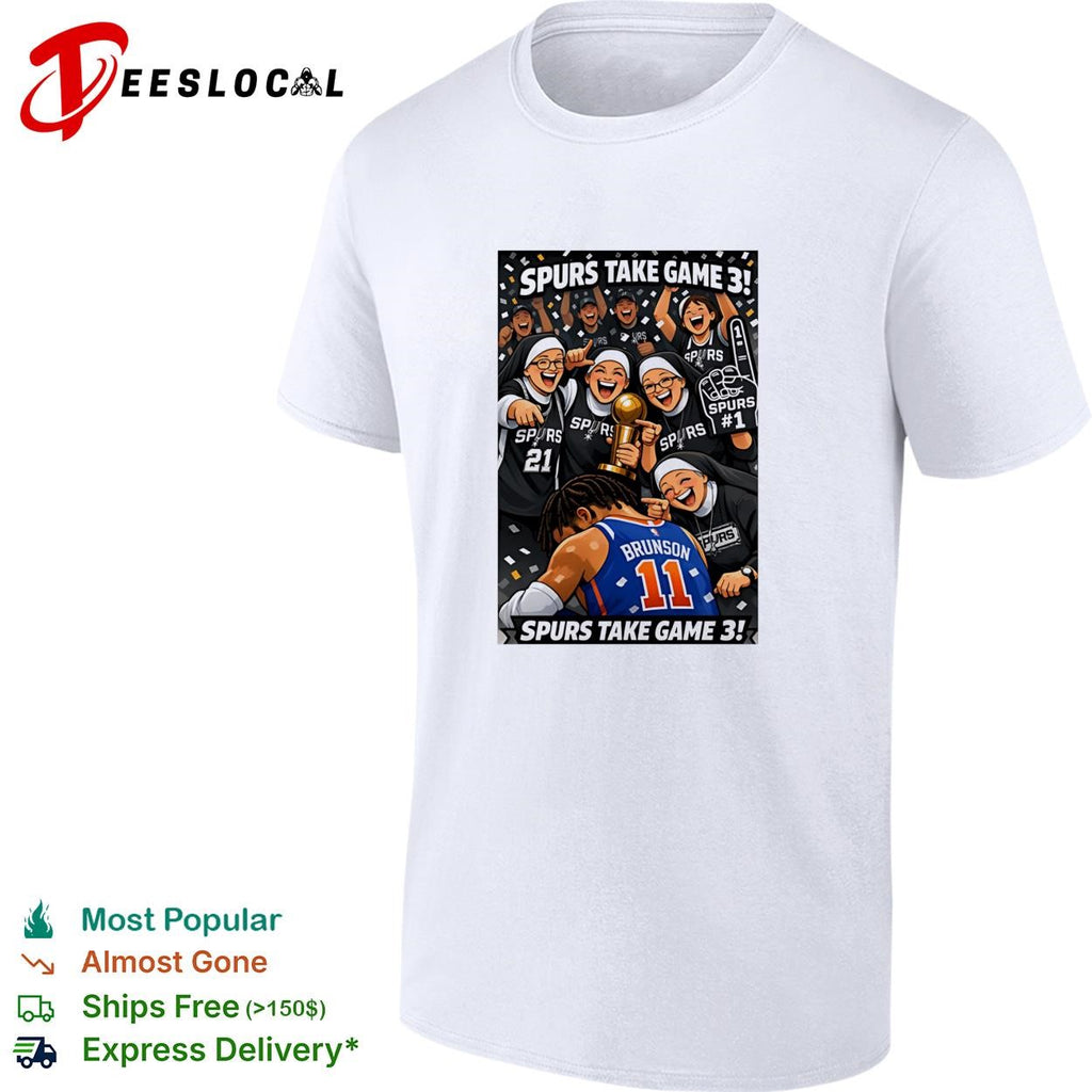 San Antonio Spurs take game 3 Brunson Knicks celebration cartoon shirt