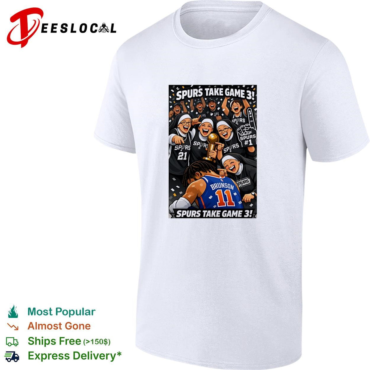 San Antonio Spurs take game 3 Brunson Knicks celebration cartoon shirt
