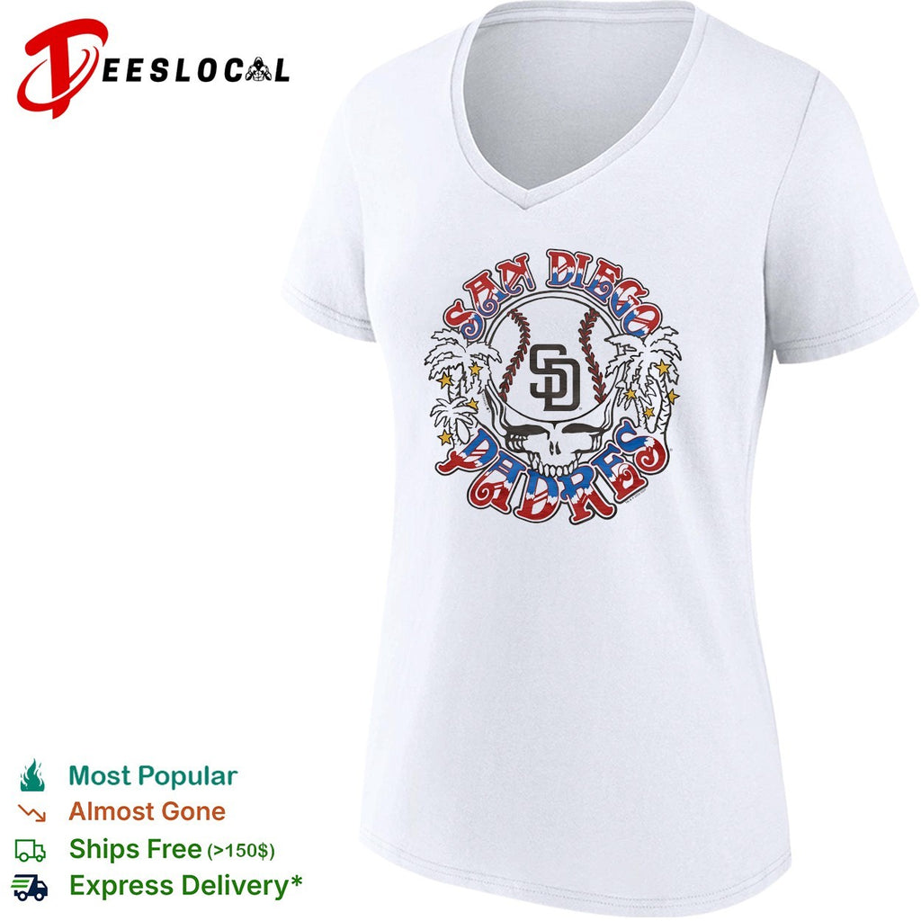 San Diego Padres x Grateful Dead skull palm trees MLB graphic shirt