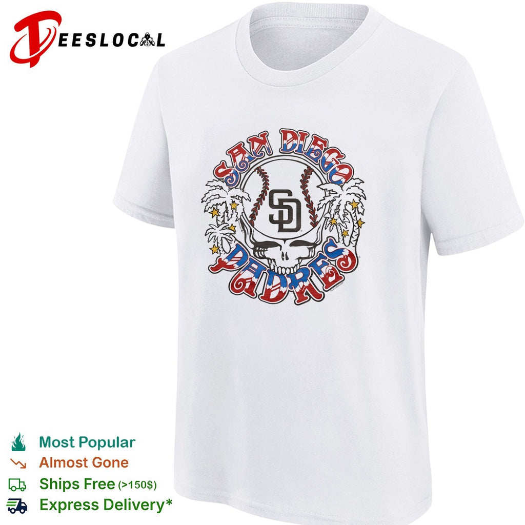 San Diego Padres x Grateful Dead skull palm trees MLB graphic shirt