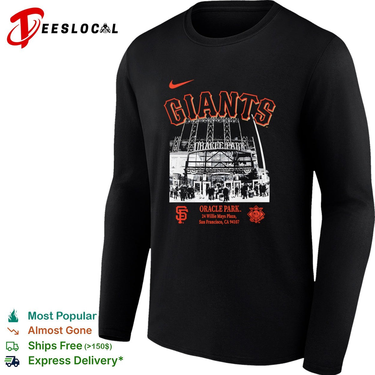 San Francisco Giants Oracle Park 24 Willie Mays Plaza MLB Team Logo shirt