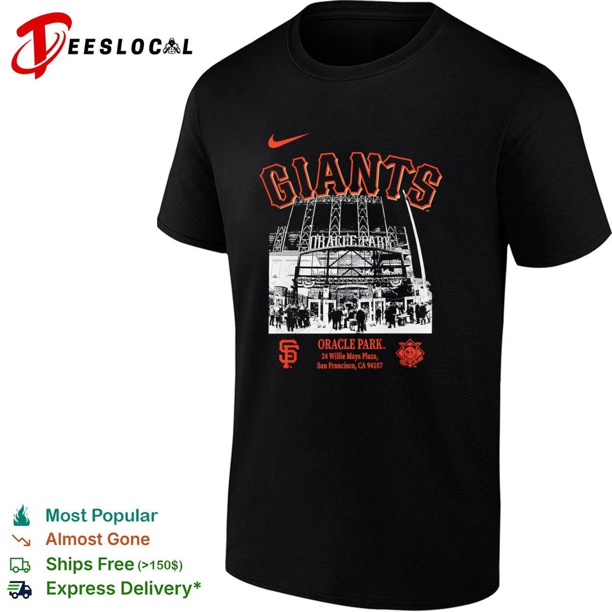 San Francisco Giants Oracle Park 24 Willie Mays Plaza MLB Team Logo shirt