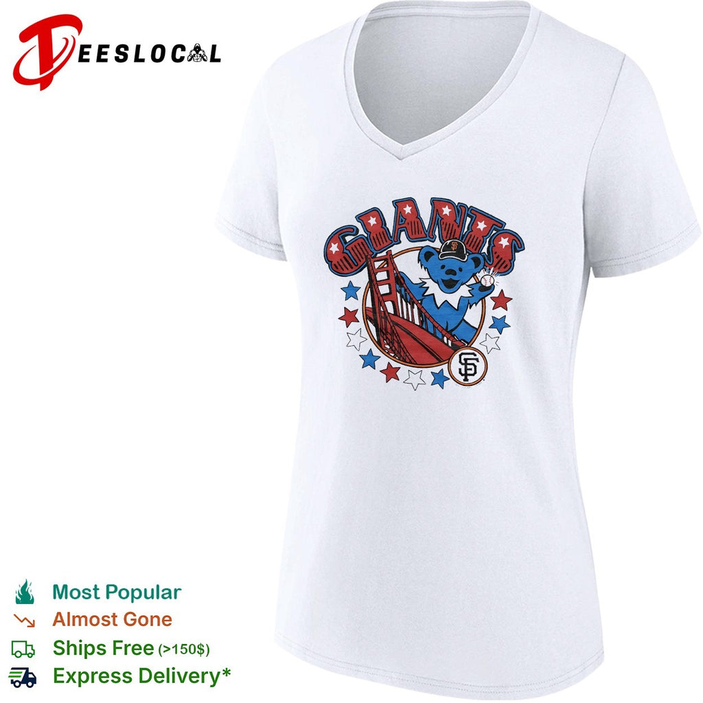 San Francisco Giants x Grateful Dead dancing bear golden gate graphic shirt