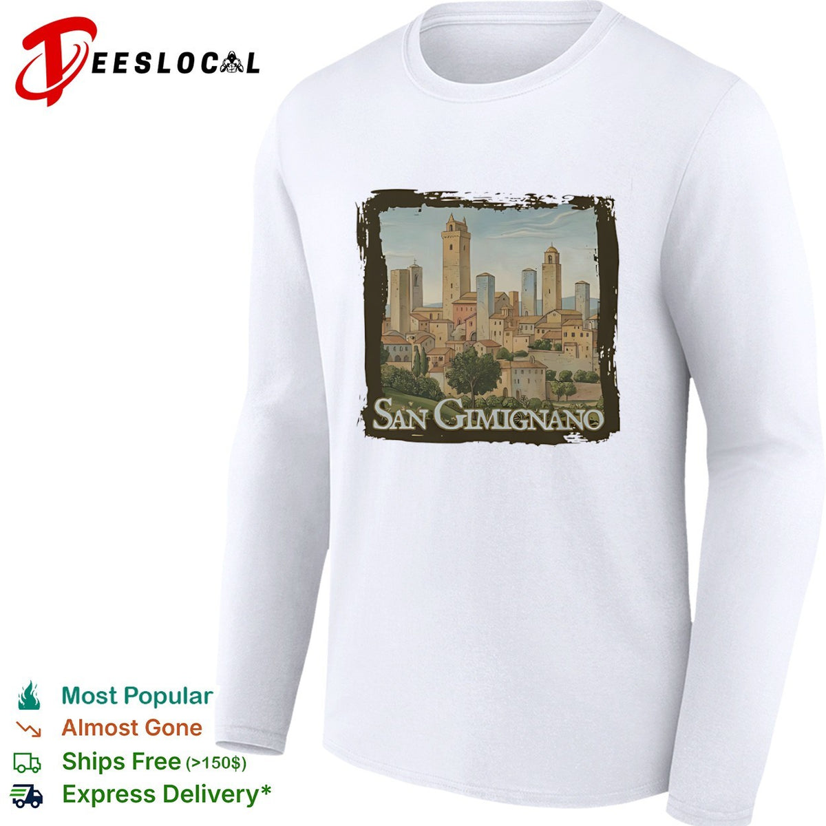 San Gimignano Tuscan Townscape Landmark Italian Architecture Travel Souvenir Shirt