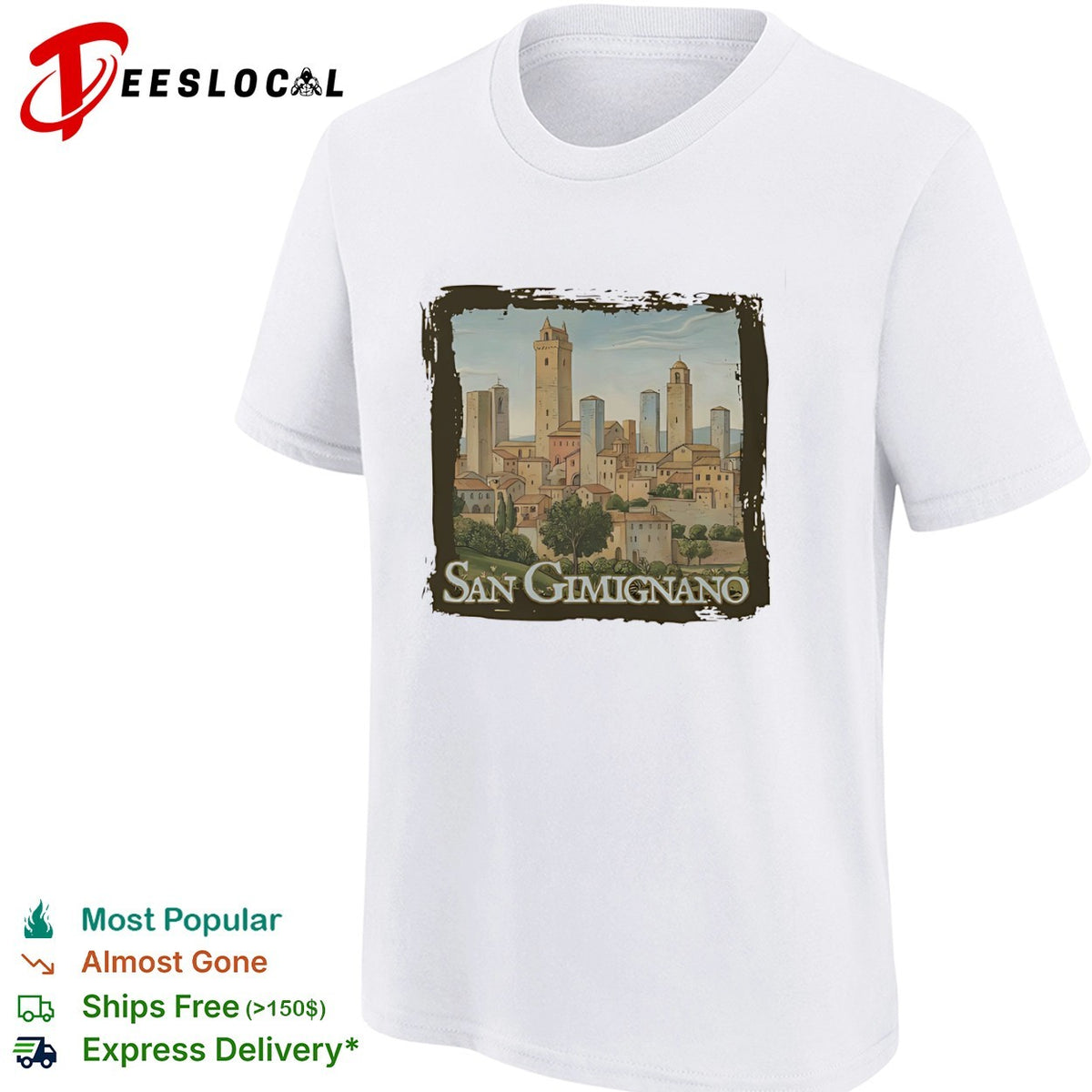 San Gimignano Tuscan Townscape Landmark Italian Architecture Travel Souvenir Shirt