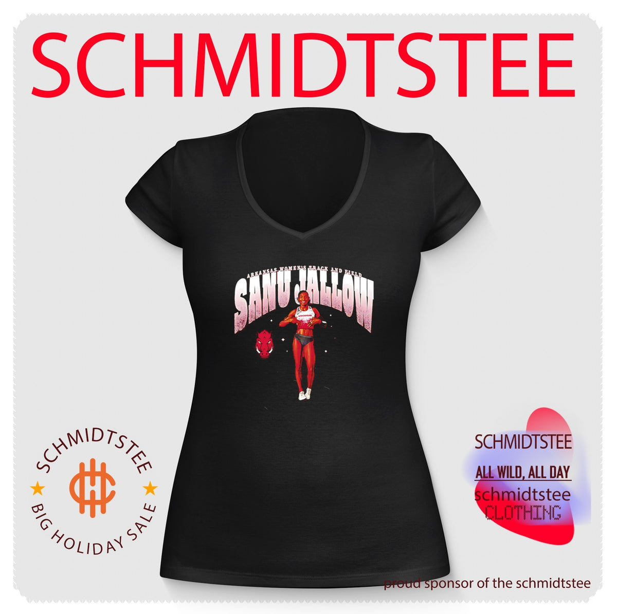 Sanu Jallow Arkansas Razorbacks women’s track and field graphic shirt