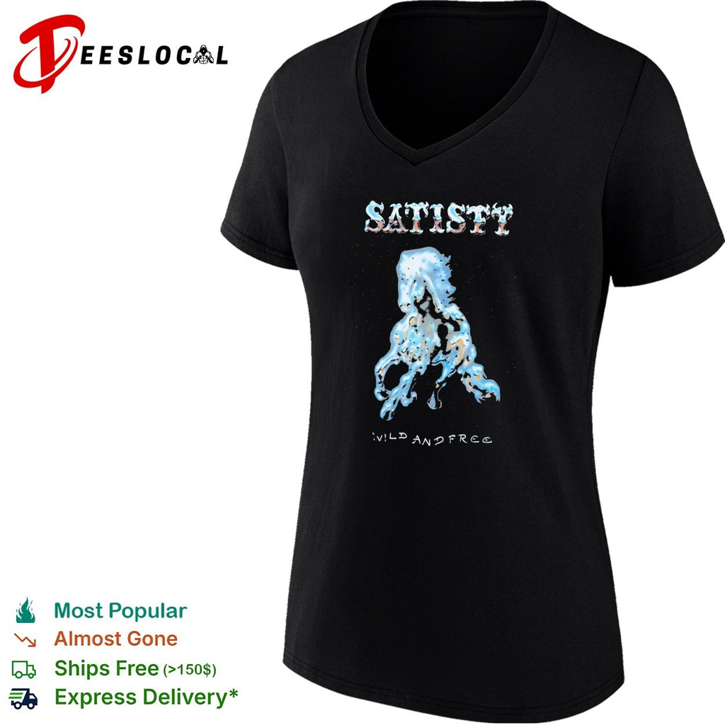 Satisty Wild and Free Chrome Horse Metallic Airbrush Aesthetic Shirt