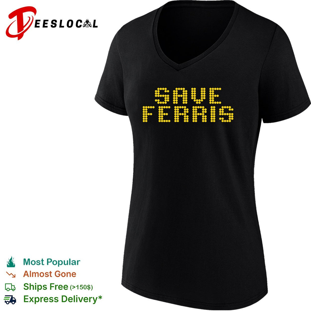 Save Ferris Buellers Day Off Pop Culture Reference Retro Dot Matrix shirt