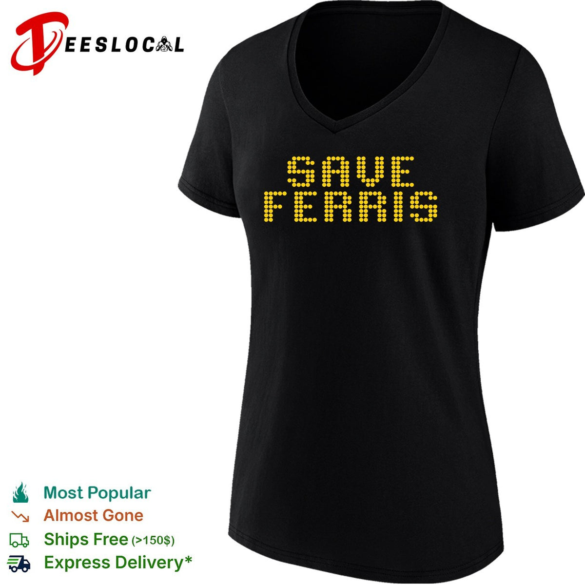 Save Ferris Ferris Buellers Day Off movie quote digital dot matrix design shirt