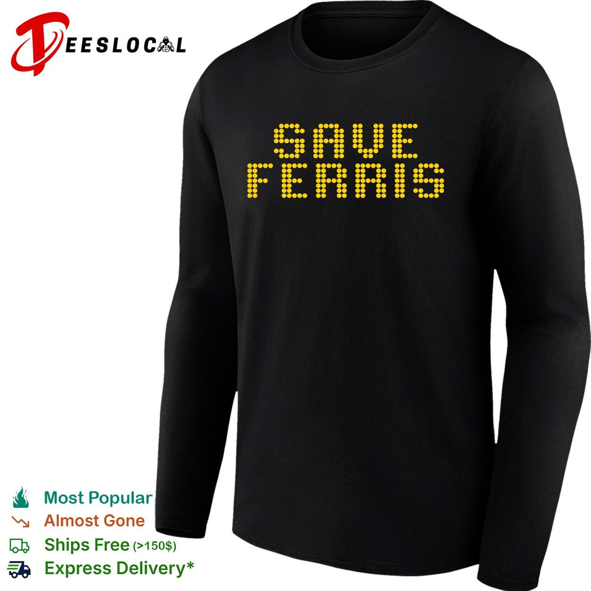 Save Ferris Ferris Buellers Day Off movie quote digital dot matrix design shirt