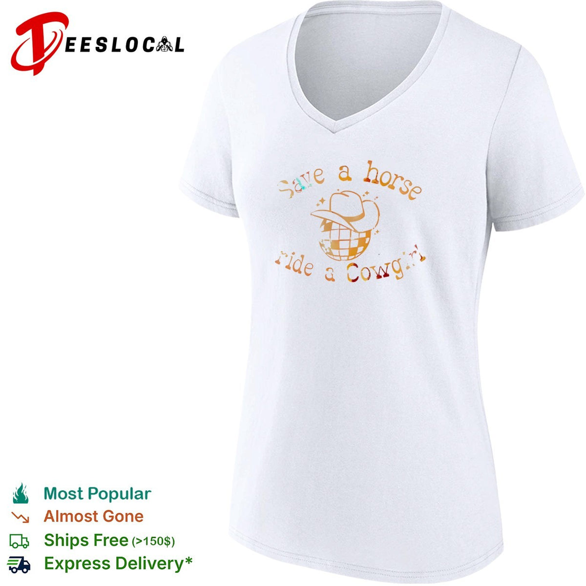 Save a horse ride a Cowgirl disco ball shirt