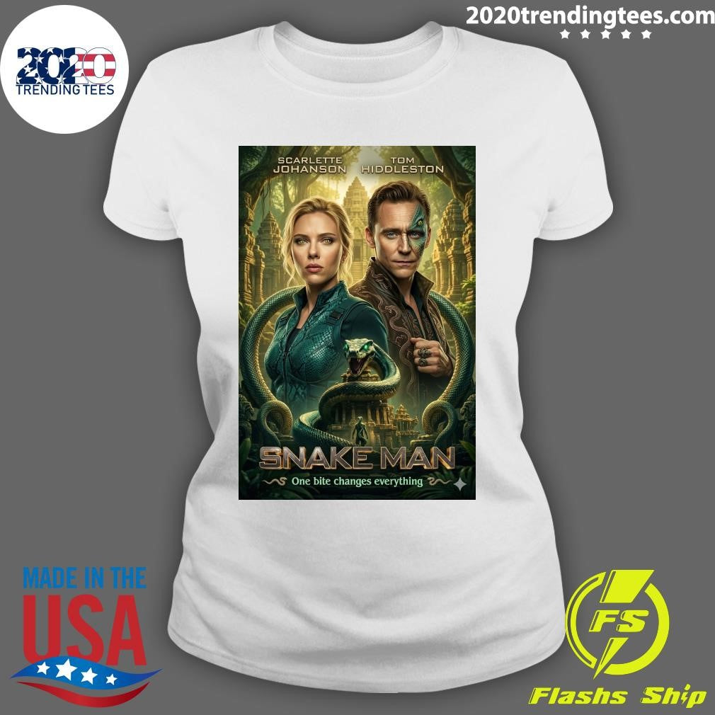 Scarlette Johansson and Tom Hiddleston Snake Man One Bite Changes Everything Shirt