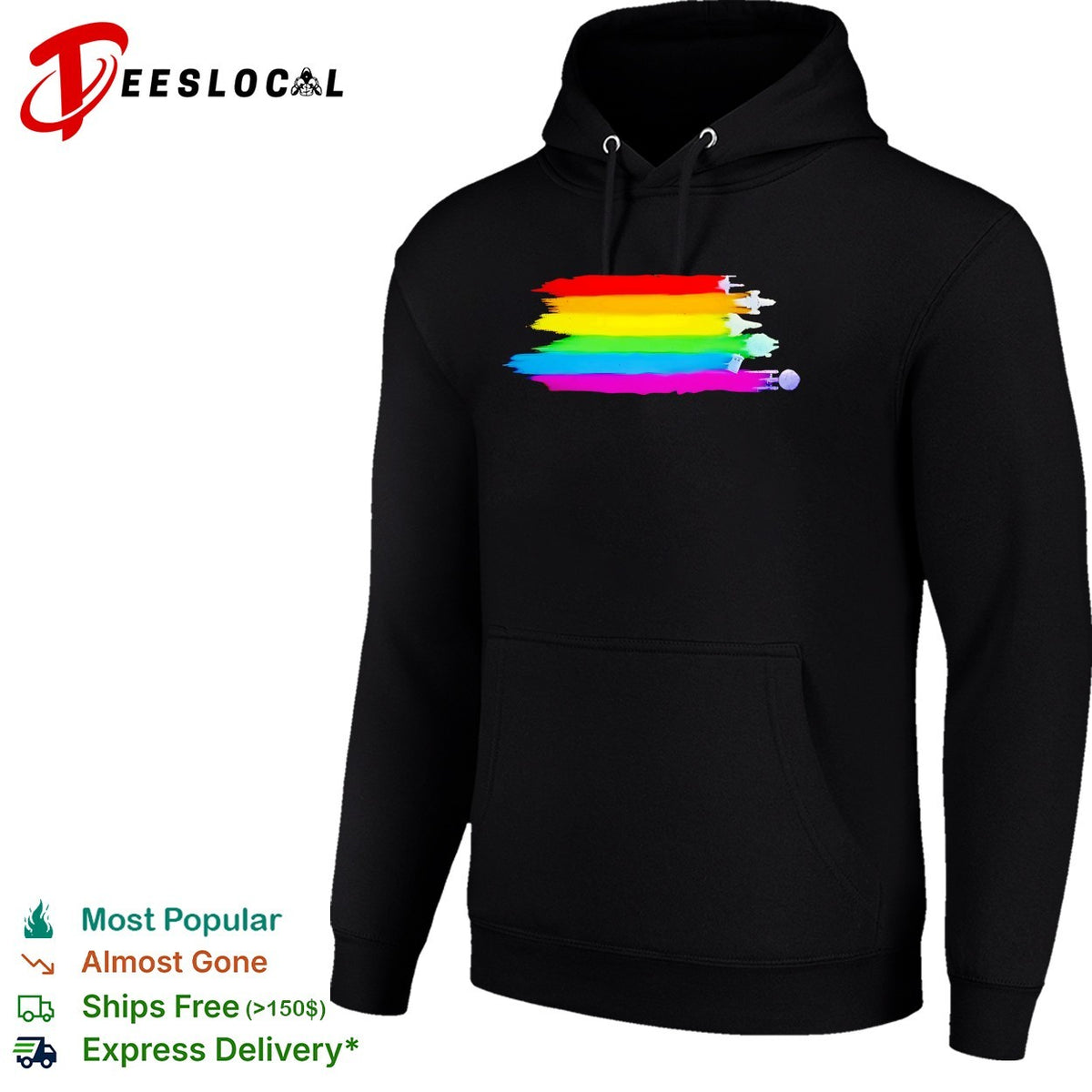 Sci-fi spaceships pride rainbow flag brushstroke graphic shirt