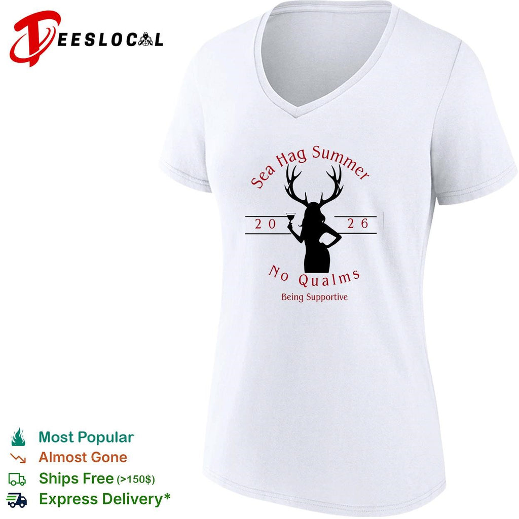 Sea Hag Summer 2026 no qualms antler woman supportive graphic shirt
