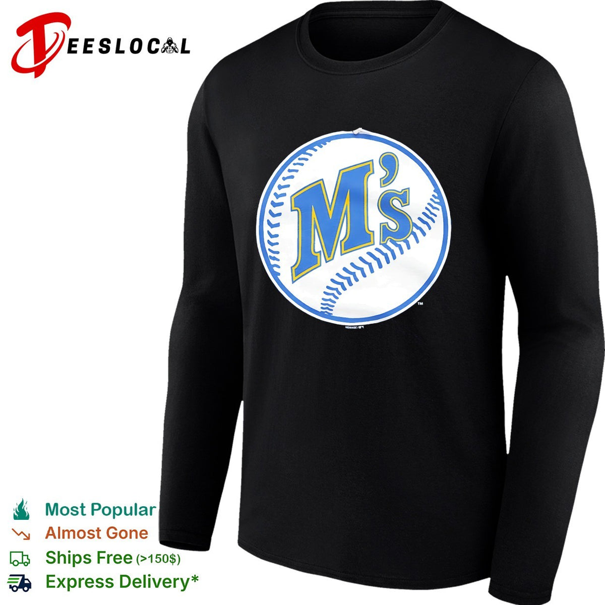 Seattle Mariners M’s vintage baseball circle Trident logo shirt