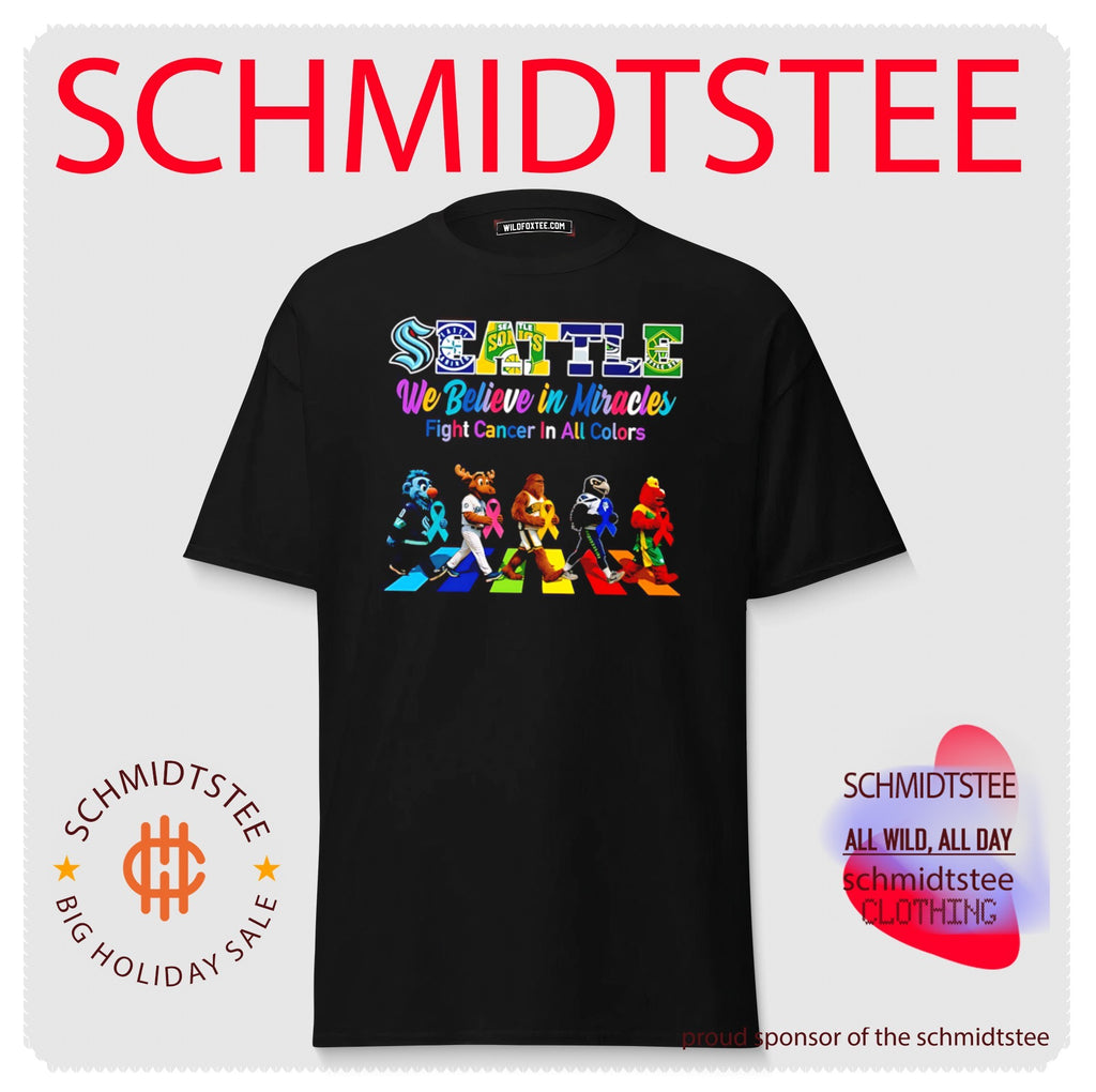 Seattle Sports We believe in Miracles fight cancer on all color abbey road shirt