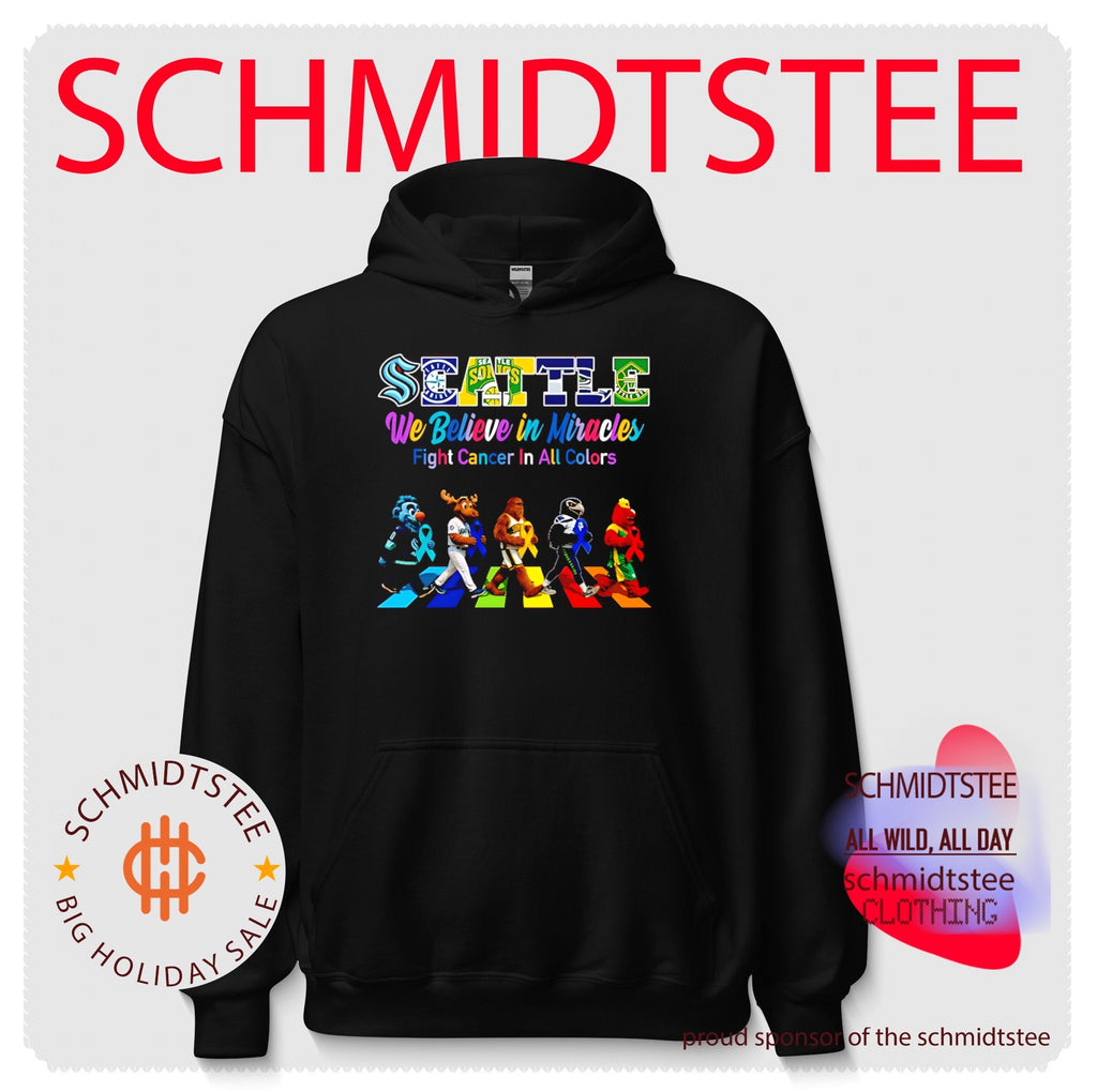 Seattle Sports We believe in Miracles fight cancer on all colors abbey road shirt