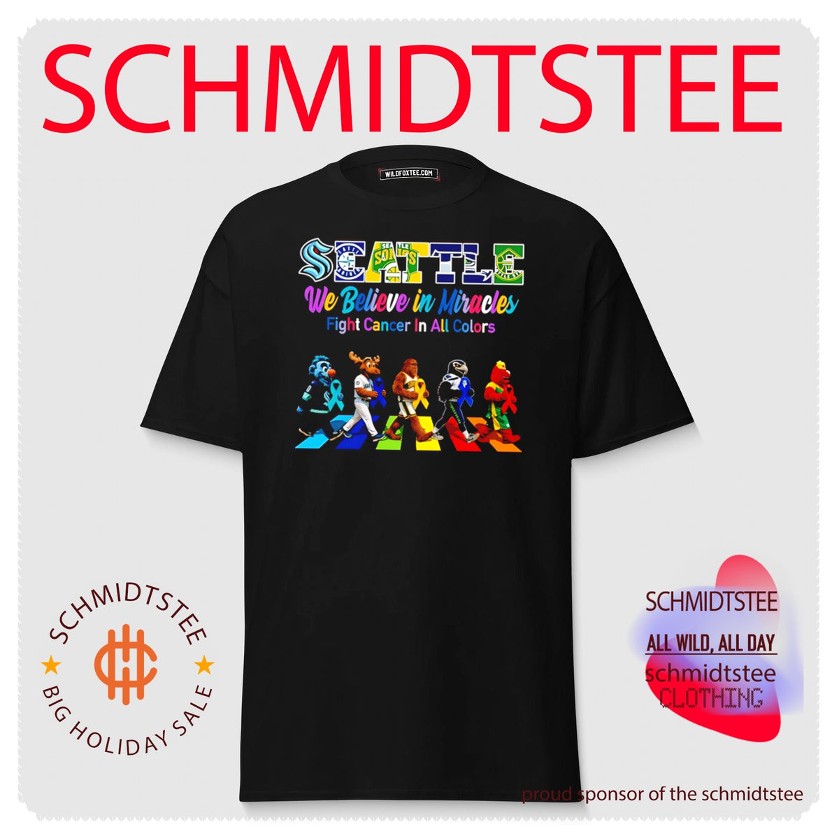 Seattle Sports We believe in Miracles fight cancer on all colors abbey road shirt