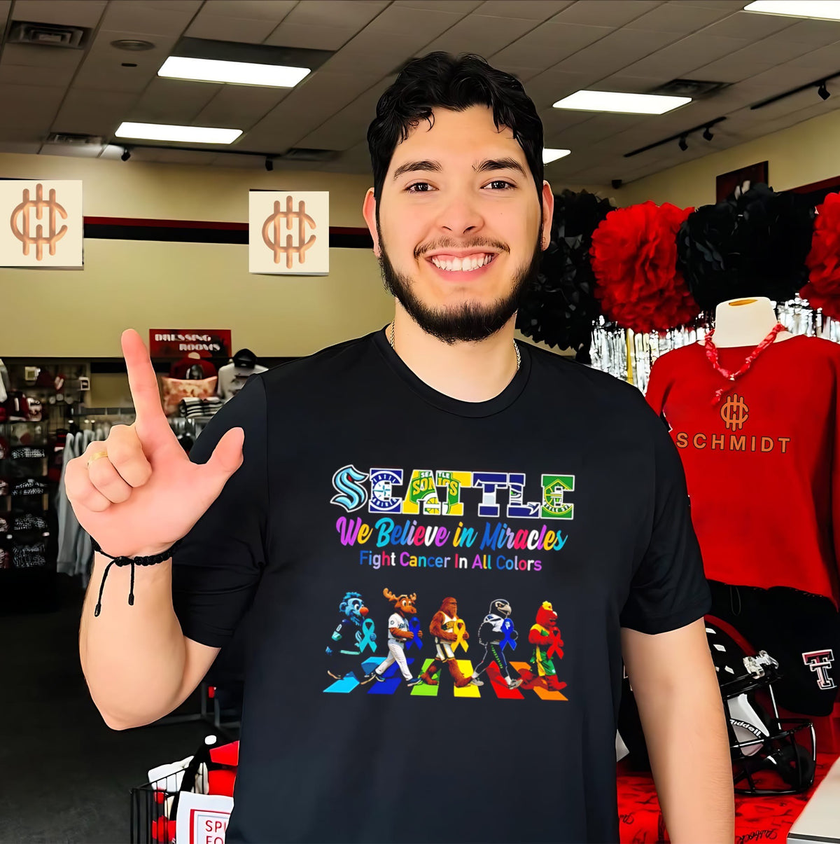 Seattle Sports We believe in Miracles fight cancer on all colors abbey road shirt