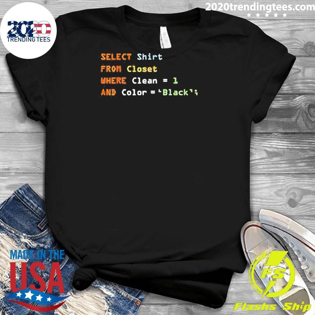 Select Shirt From Closet Where Clean And Color Black Shirt
