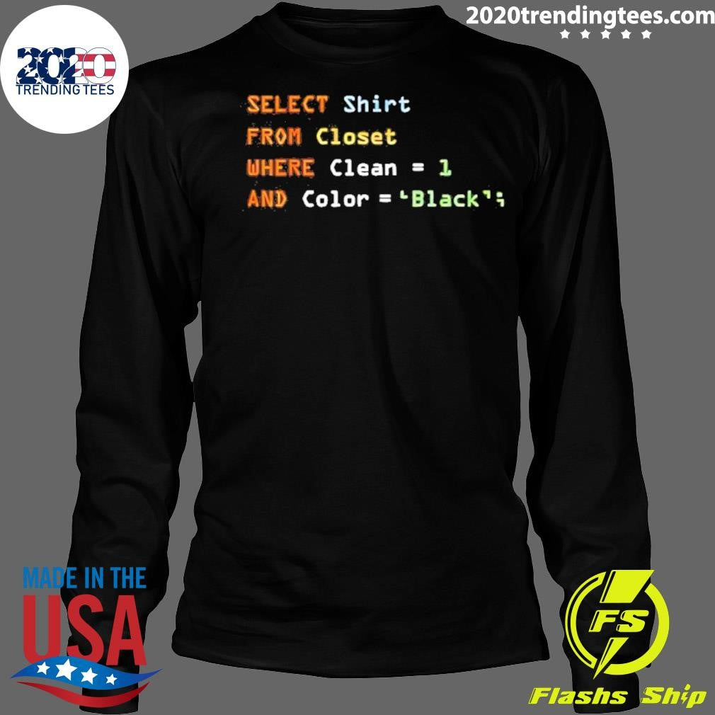 Select Shirt From Closet Where Clean And Color Black Shirt