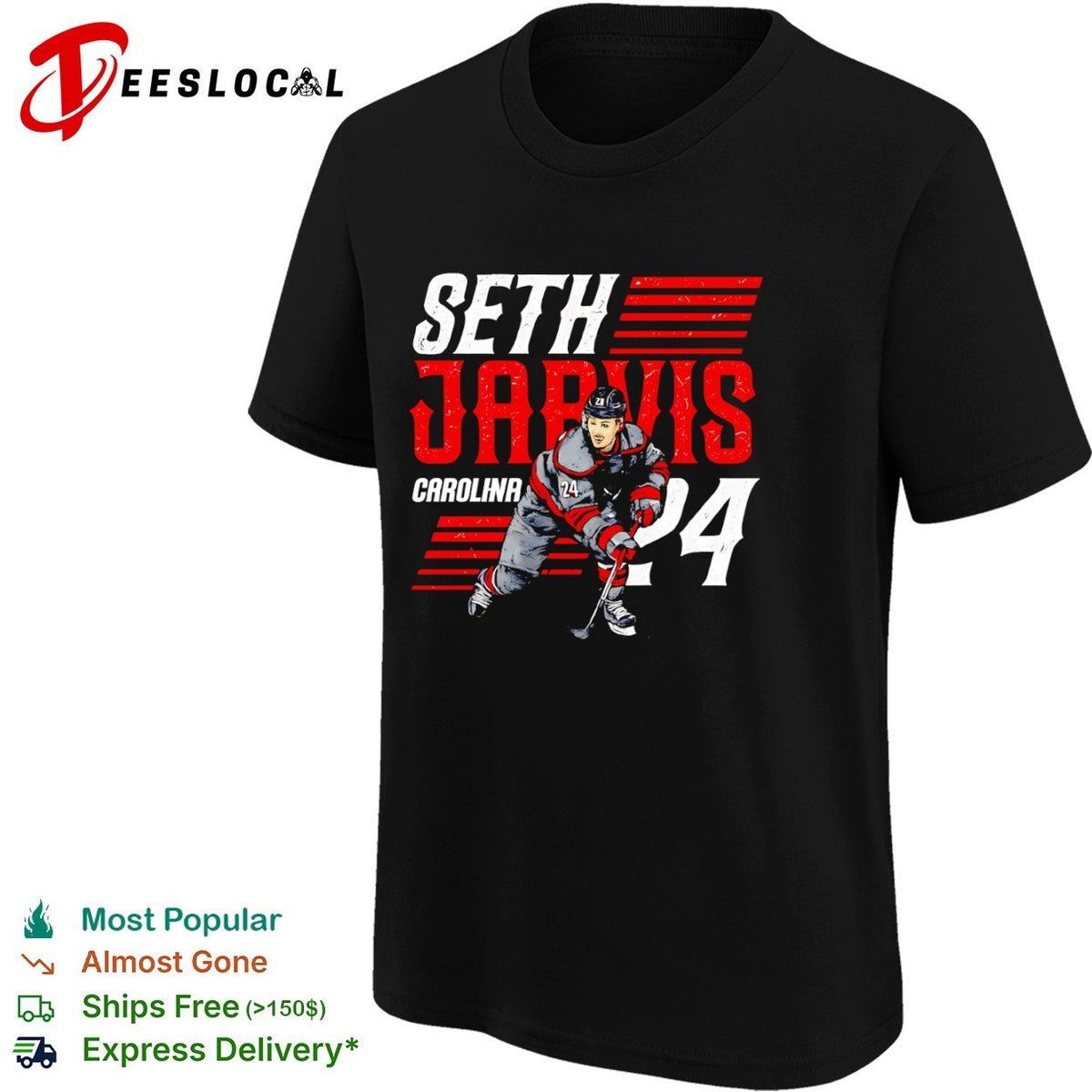 Seth Jarvis 24 Carolina Hurricanes hockey player shirt