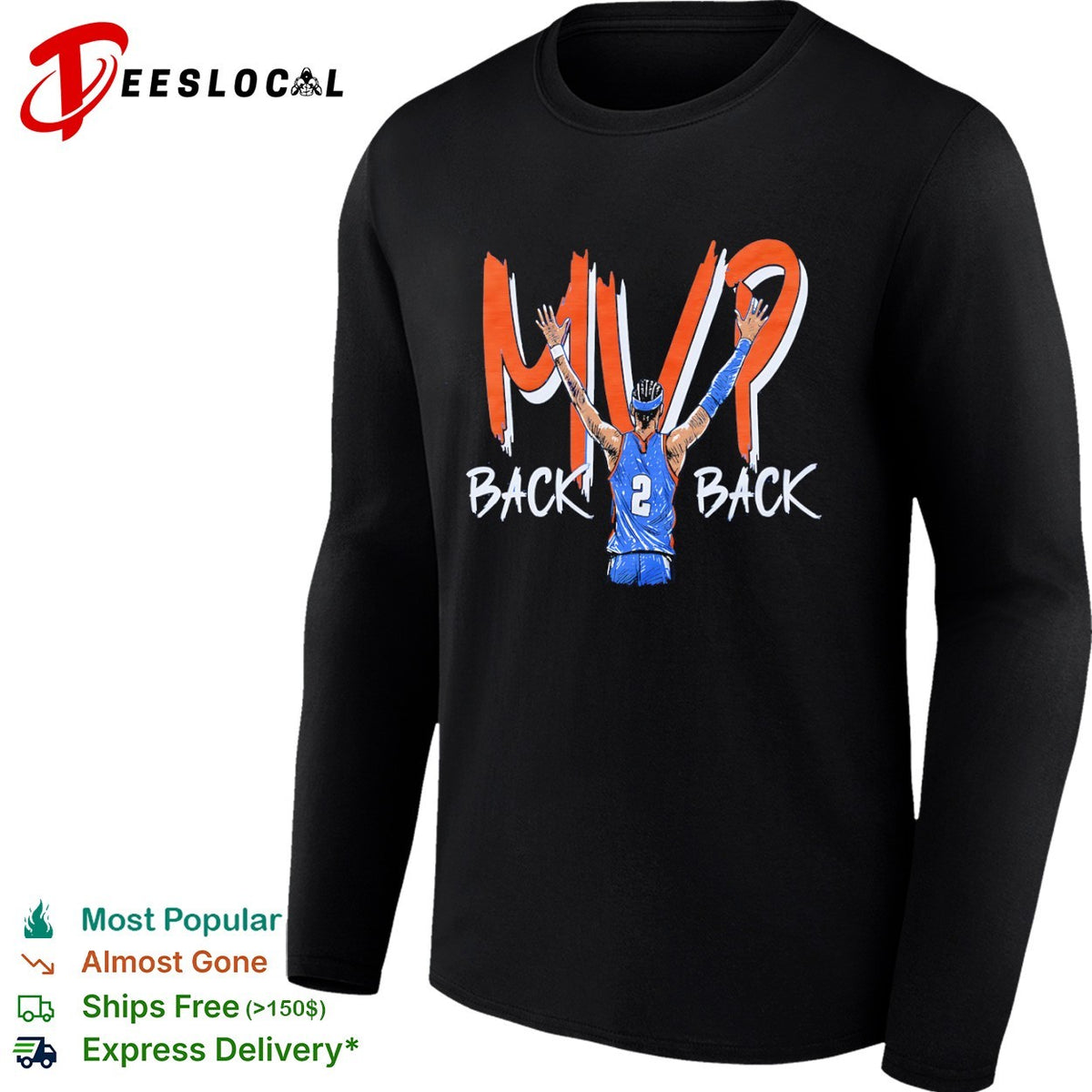 Shai Gilgeous Alexander Oklahoma City Thunder NBA MVP Back 2 Back shirt