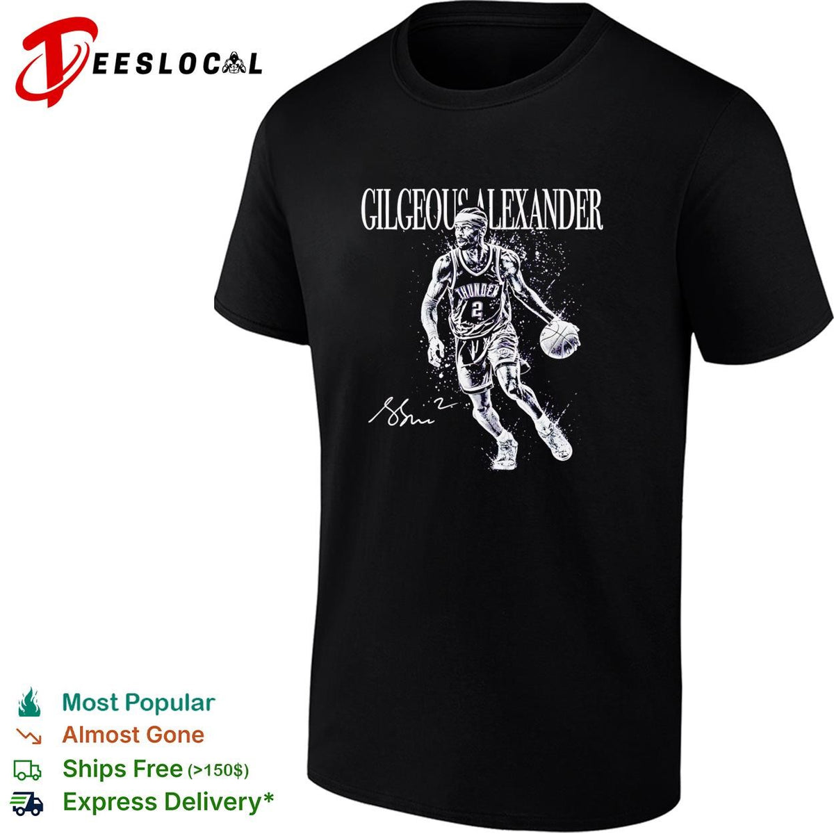 Shai Gilgeous-Alexander Oklahoma City Thunder number 2 action portrait shirt