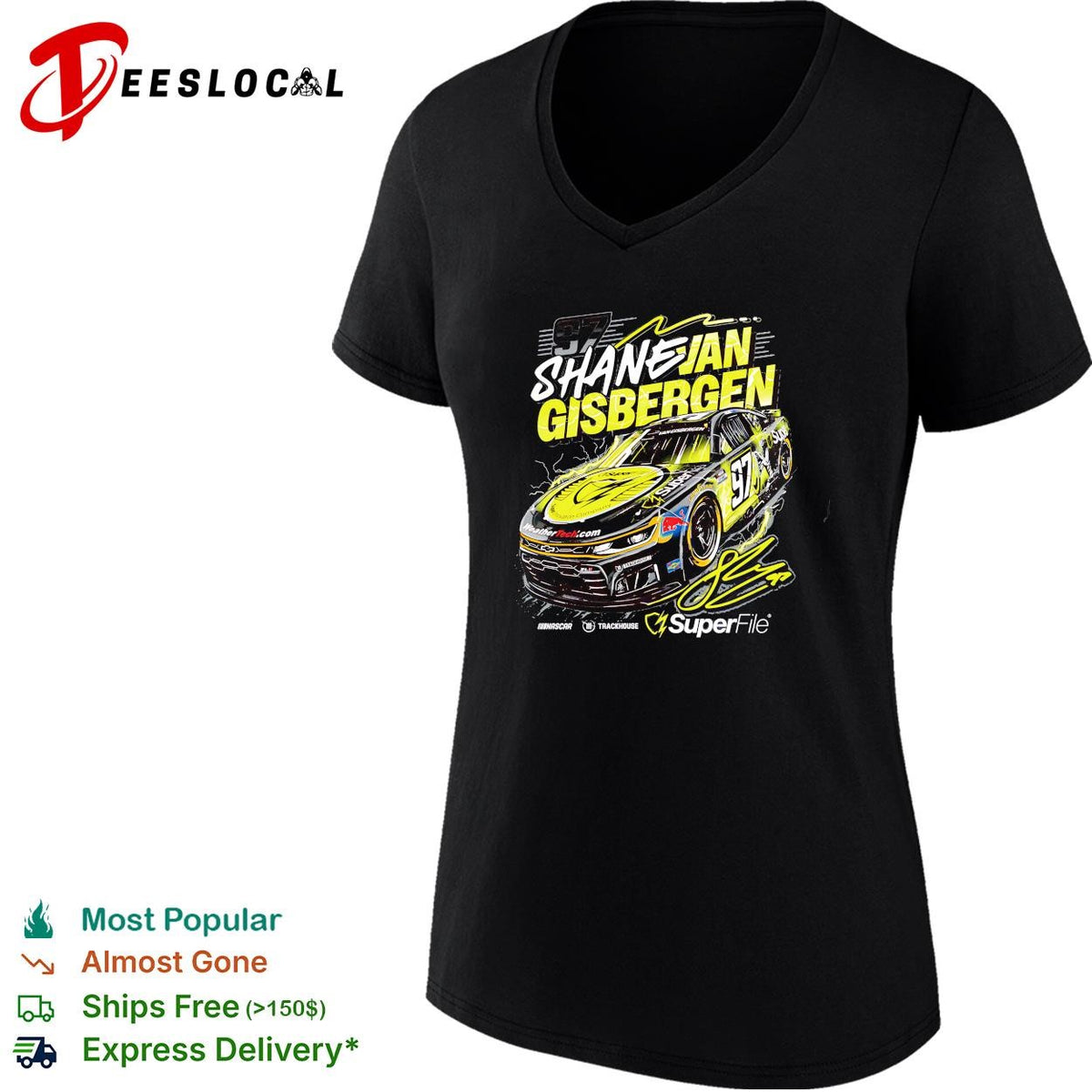 Shane van Gisbergen 97 SuperFile Trackhouse NASCAR yellow black shirt