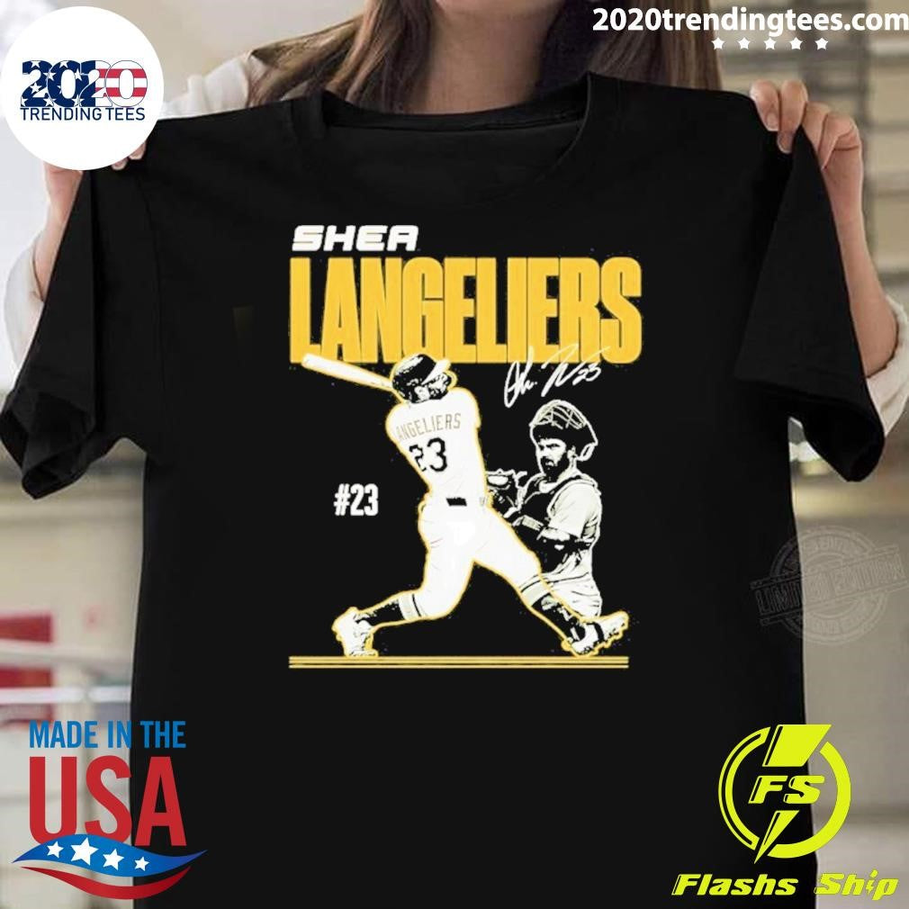 Shea Langeliers 23 Athletics Baseball Slugger Swing Signature Shirt