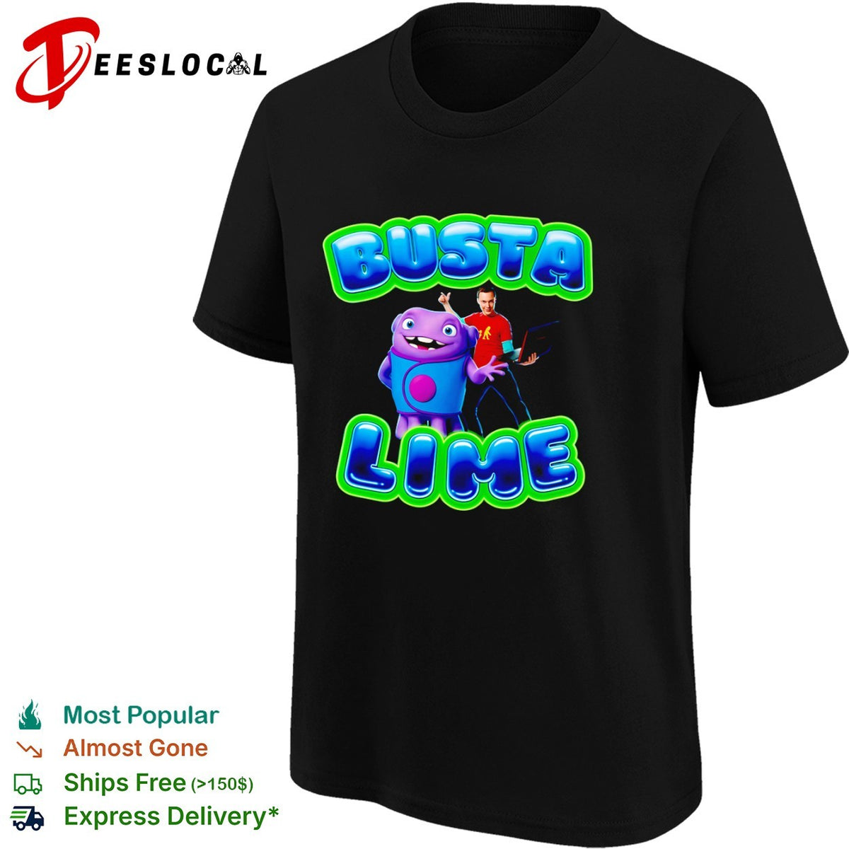 Sheldon Cooper Oh Big Bang Theory alien nerd busta lime shirt