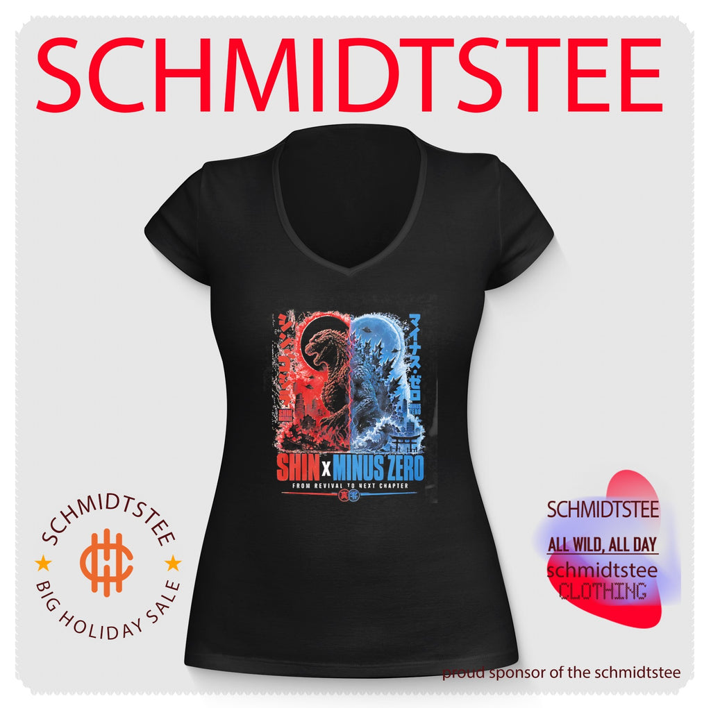 Shin Godzilla and Godzilla Minus One split side graphic shirt