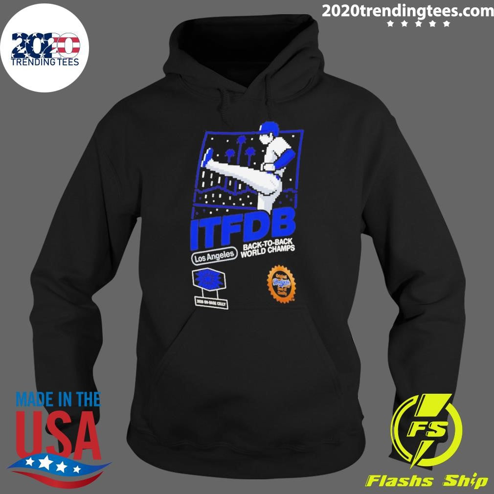 Shohei Ohtani Dodgers ITFDB Kick Celly back to back Champs Game Shirt