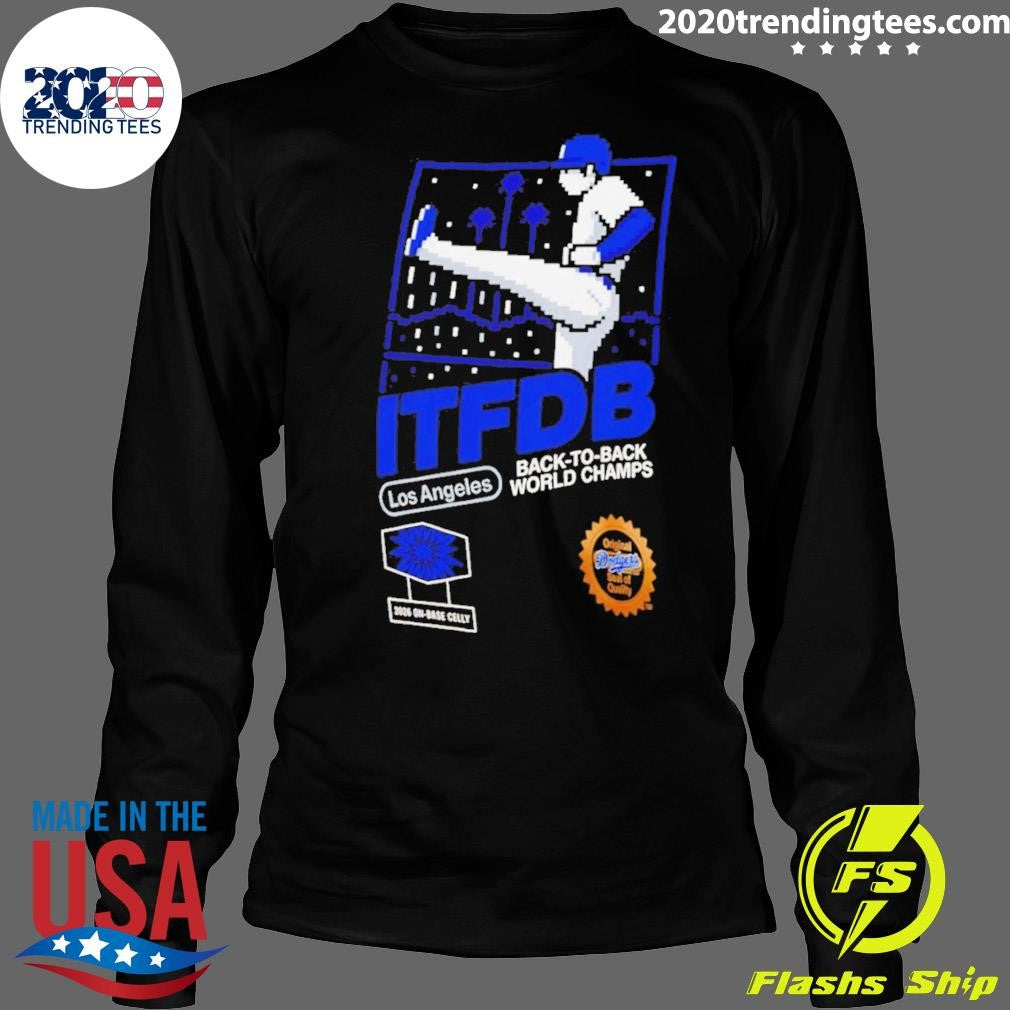 Shohei Ohtani Dodgers ITFDB Kick Celly back to back Champs Game Shirt