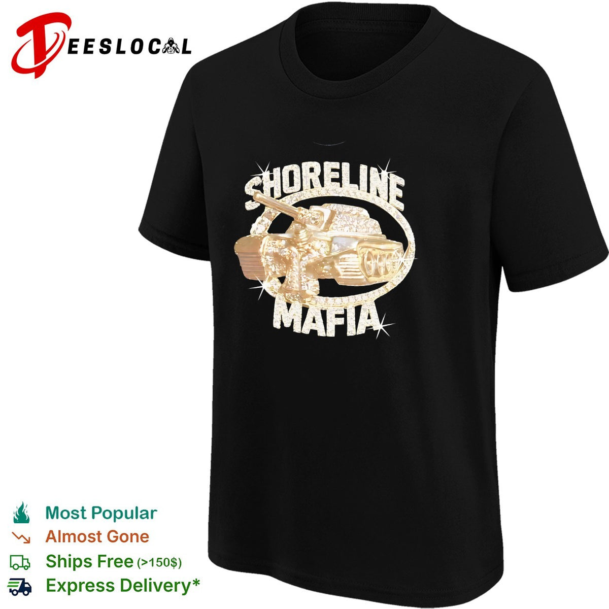 Shoreline Mafia Tank Gold Diamond Bling Hip Hop Music Logo Art Rap Culture shirt