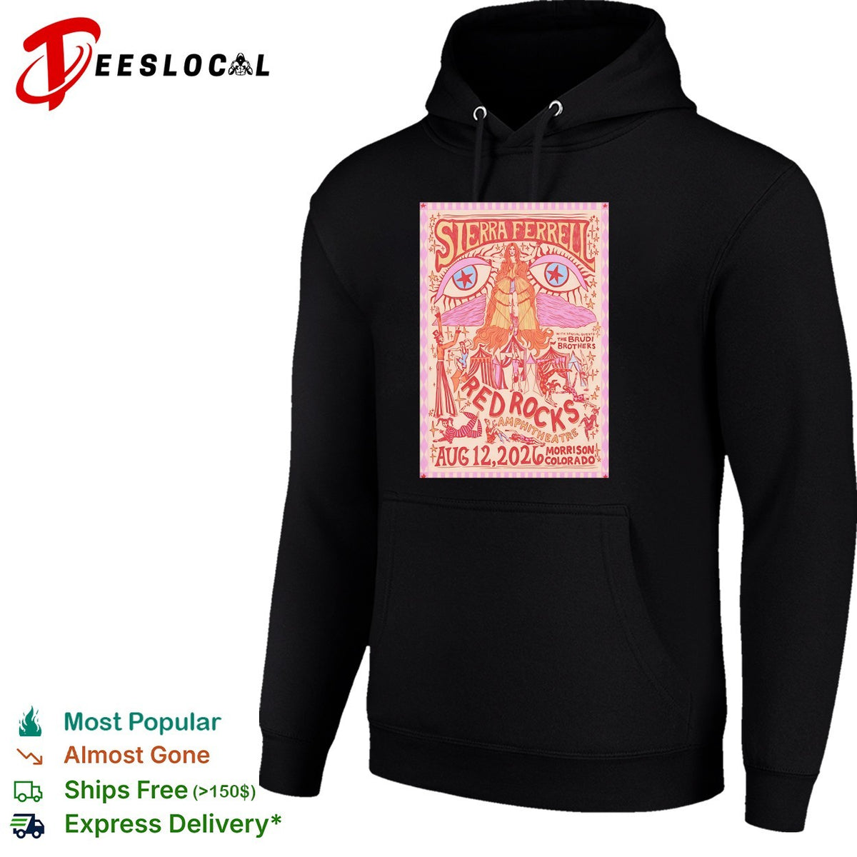 Sierra Ferrell Red Rocks Aug 12 2026 Morrison Colorado pink version poster shirt
