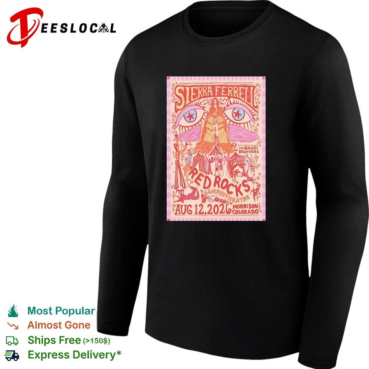 Sierra Ferrell Red Rocks Aug 12 2026 Morrison Colorado pink version poster shirt