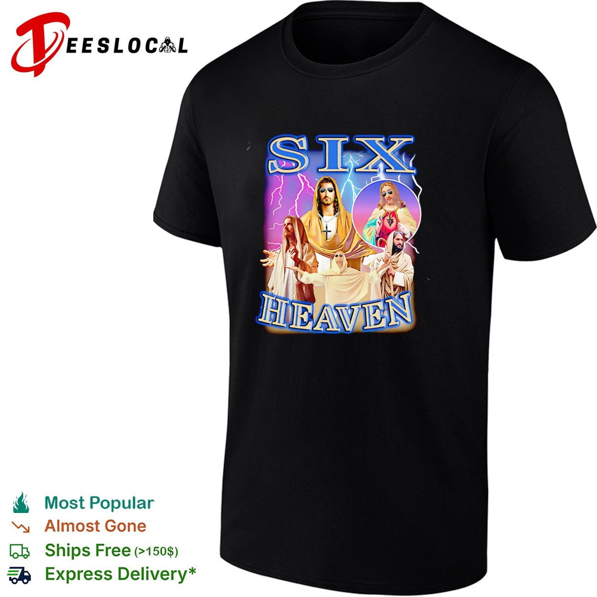 Six Heaven Jesus holy trinity portrait vintage bootleg shirt