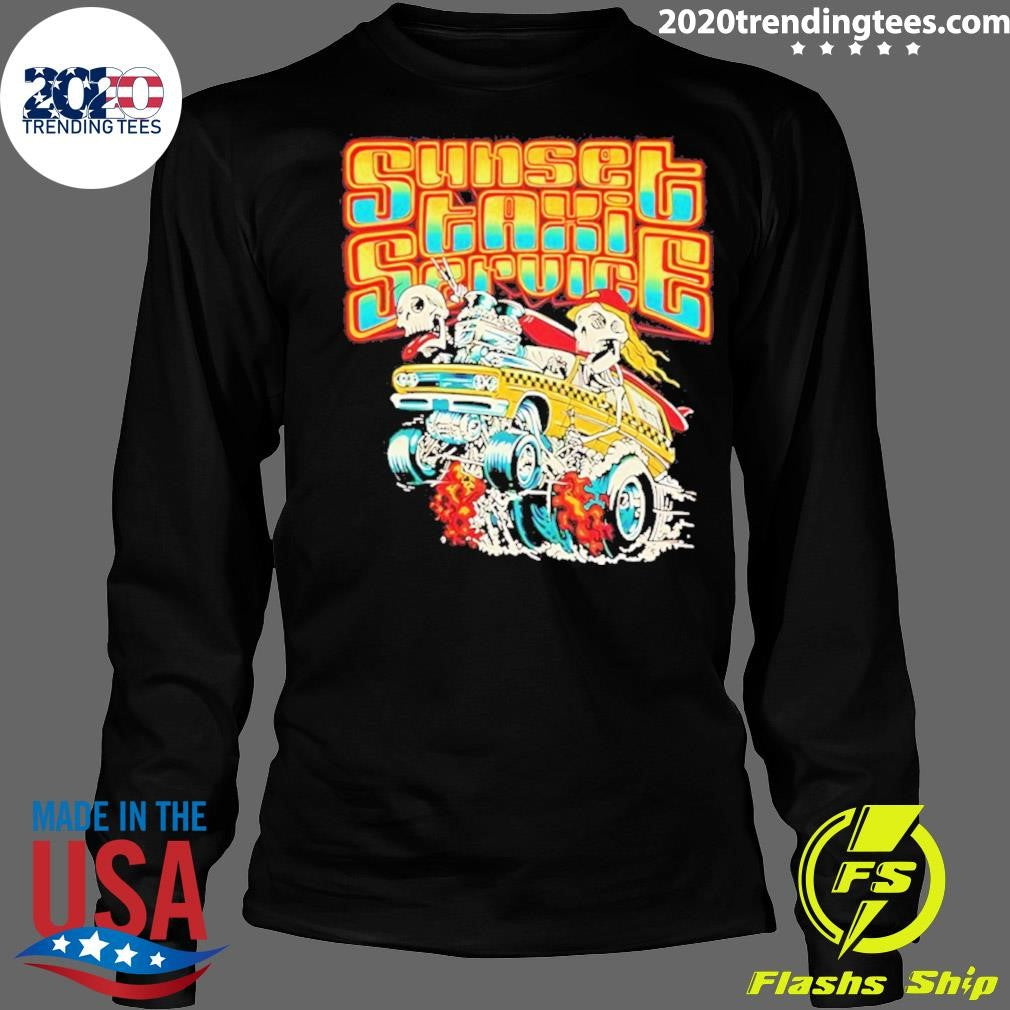 Skeleton Driving Car Sunset Taxi Service Shirt
