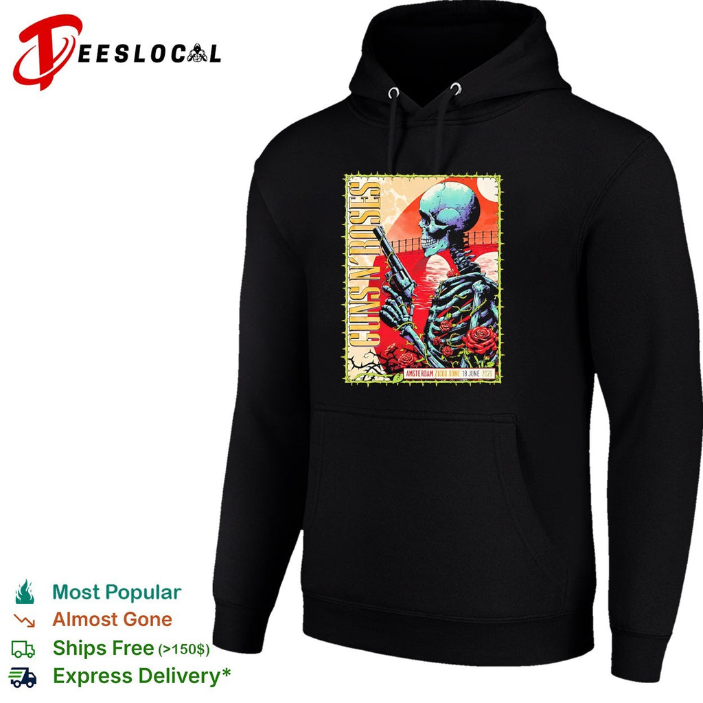 Skeleton With Gun And Roses Guns N Roses Amsterdam Netherlands 2026 shirt