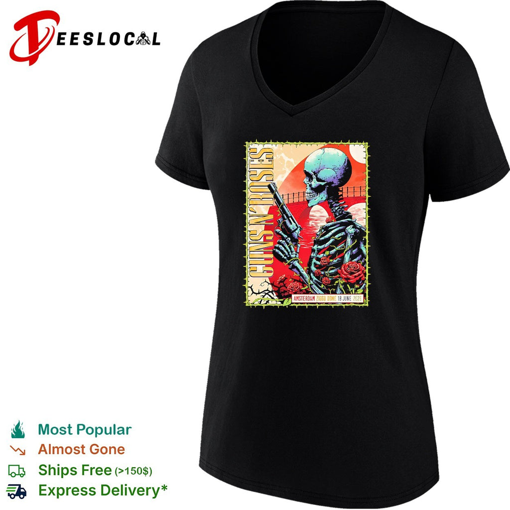 Skeleton With Gun And Roses Guns N Roses Amsterdam Netherlands 2026 shirt