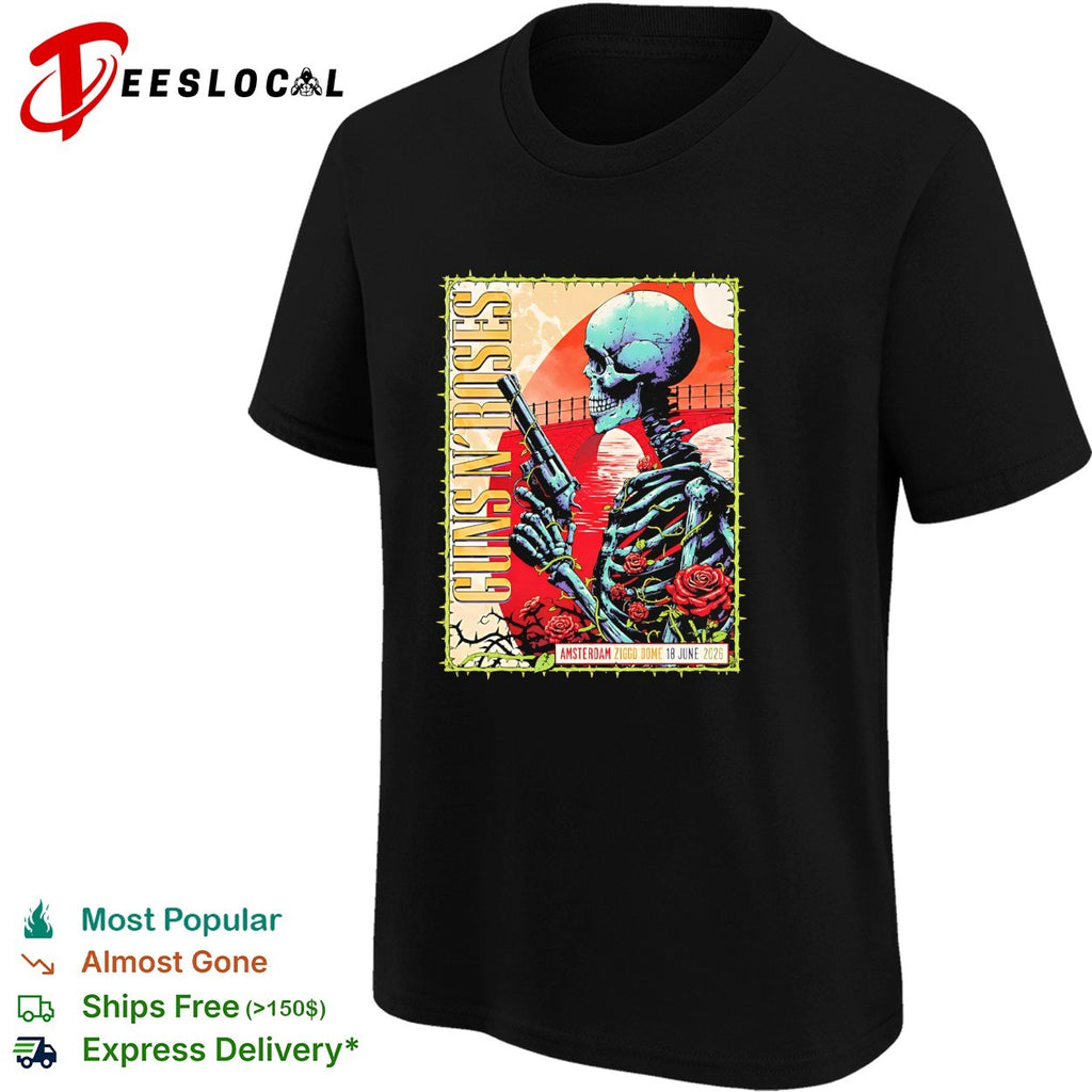 Skeleton With Gun And Roses Guns N Roses Amsterdam Netherlands 2026 shirt